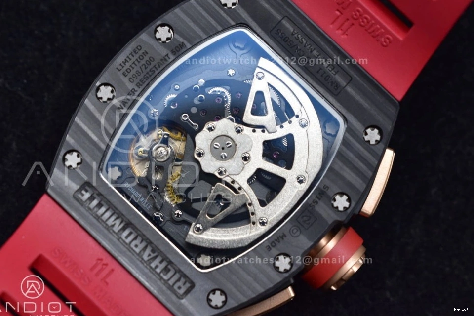 Best NTPT Rubber on Dial A7750 Chrono Edition Crystal V2 RM011 Strap Lotus KVF Red 1:1 1130